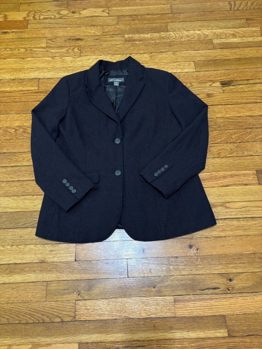 Eddie Bauer Womens Blazer Jacket Sz 14 Purple Wool Blend 2 Button Lined Career